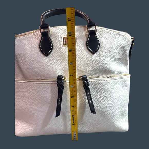 Dooney & Bourke Textured Leather Satchel White Handbag Top Handle Crossbody READ - Picture 5 of 15
